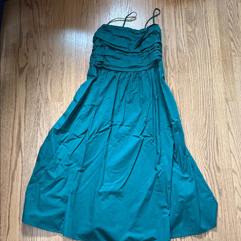 Abercrombie & Fitch Teal Strapless Ruffled Bodice Dress